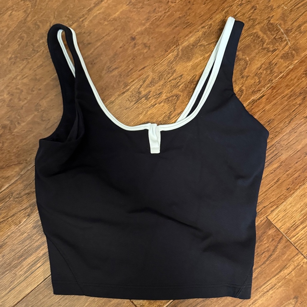 lululemon athletica Black Crop Tank with White Trim Accent